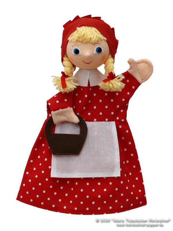 Little Red Riding Hood with Pigtails Hand Puppet