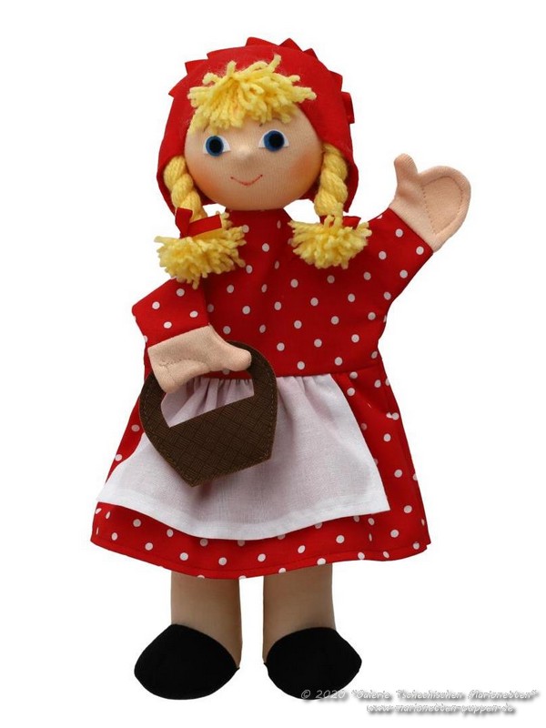 Little Red Riding Hood with Pigtails Polka Dots Hand Puppet