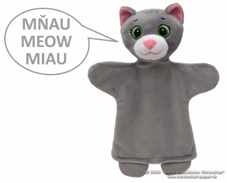 Kitten grey textile Hand Puppet talking