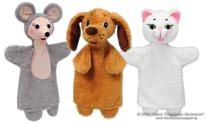 Set animals Pets Hand puppets Cat, Dog, Mouse | MYB24703A | marionettes ...