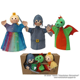 Set of Dragon and Knight textile Hand puppets